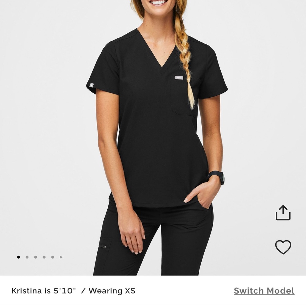 Women's Black Catarina™ - One-Pocket Scrub Top